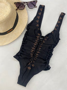 Costume da Bagno Intero Pin Up Stars Cut Out Nero