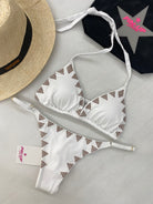 Bikini Donna Pin Up Stars Triangolo e Perizoma Micro Borchie Bianco