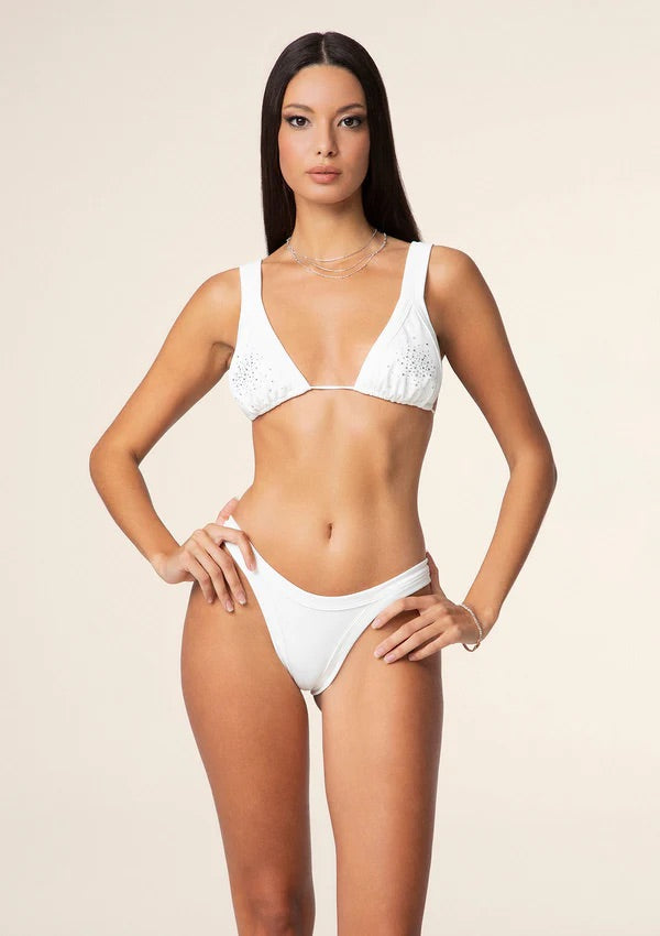Bikini F**K Triangolo Alto con Americano Fisso Bianco