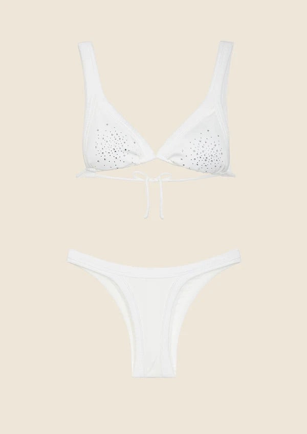 Bikini F**K Triangolo Alto con Americano Fisso Bianco