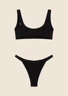 Bikini Donna F**K Top con Slip Americano Fisso Nero