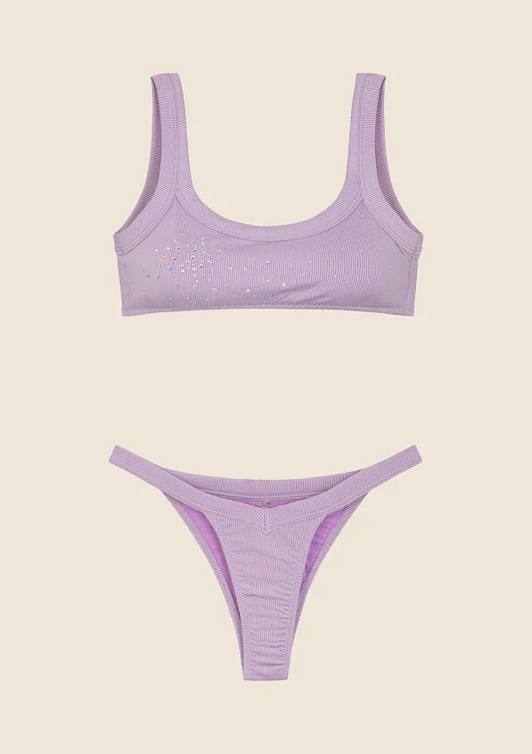 Bikini F**K Top con Slip Americano Fisso Lilla 0101LC