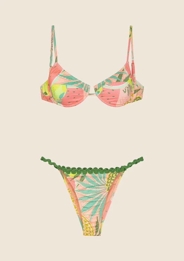 Bikini Donna F**K Reggiseno con Ferretto e Slip Regolabile Fantasia 0622X12
