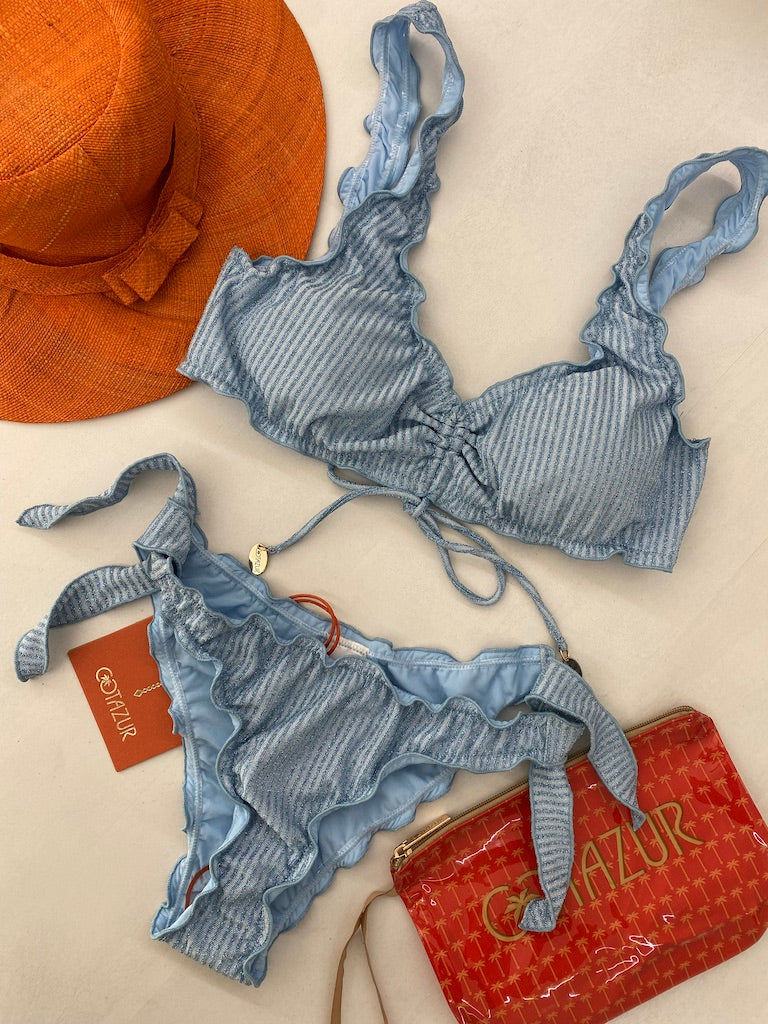 Bikini Bralette Cotazur Fantasia a Righe In Lurex BKCA0035 AZZZURRO