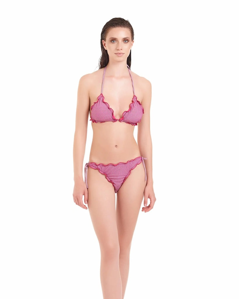 Bikini Triangolo Cotazur Fantasia a Righe in Lurex Fucsia BKCA0036