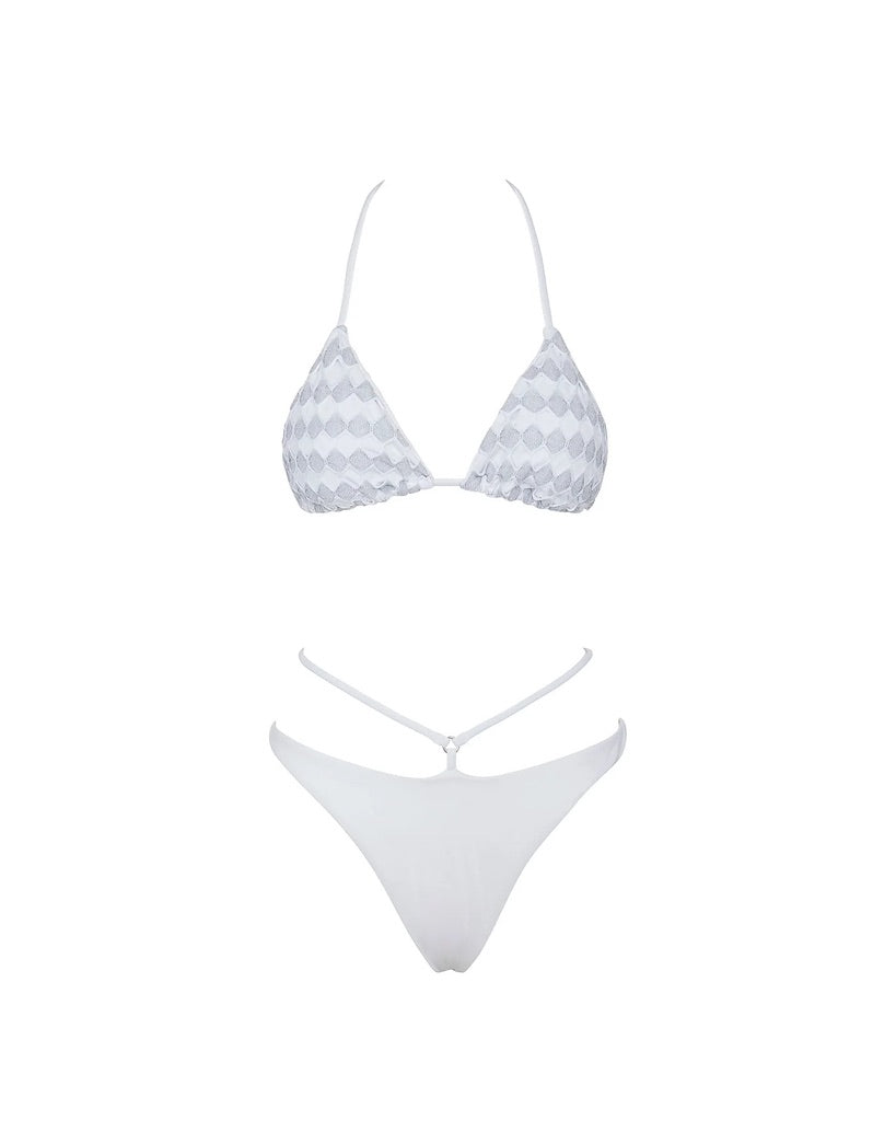 Bikini Triangolo Cotazur in Maglia a Rete Lurex Bianco BKCA0001