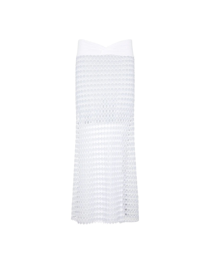 Gonna Lunga Cotazur in Maglia a Rete Lurex Bianco GOCA0004
