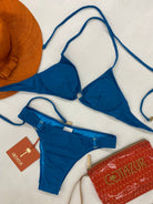 Bikini Bralette Cotazur in Lurex Rigato Turchese BKCA0024