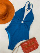 Costume Intero Cotazur in Lurex Rigato Turchese CICA0026