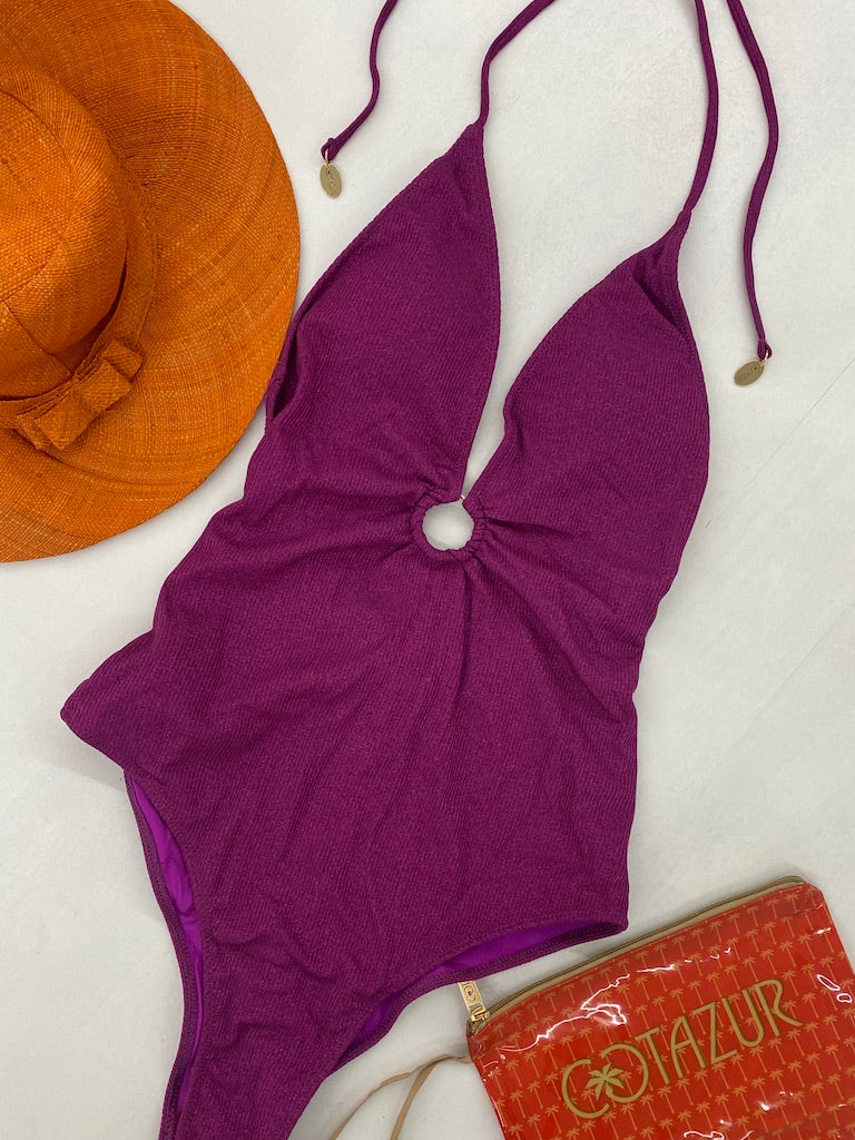 Costume Intero Cotazur in Lurex Rigato Fucsia CICA0026