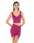 Gonna Corta Cotazur in Cannè Lurex con Coulisse Regolabile Fucsia GOCA0028