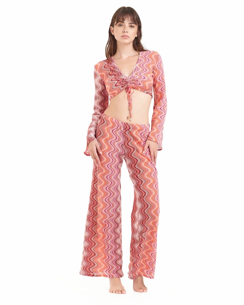 Camicia Cotazur in Maglia Crochet a Onde Crop CNCA0067