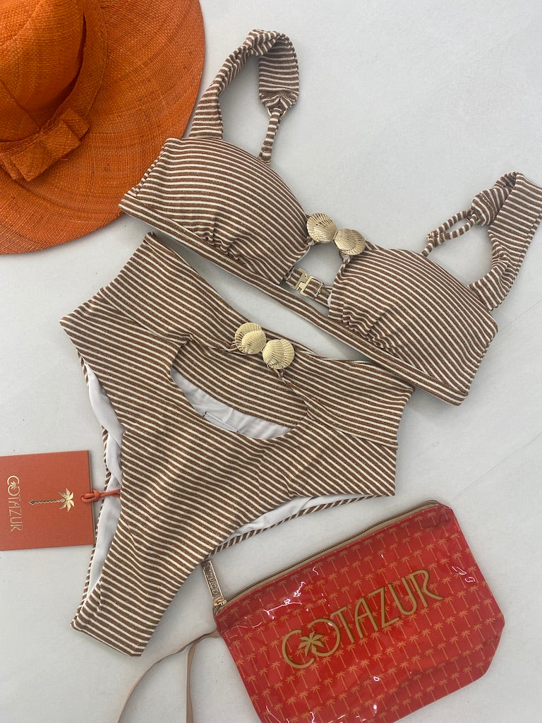 Bikini Bralette Cotazur con Dettaglio Conchiglia in Metallo Bronzo BKCA0044