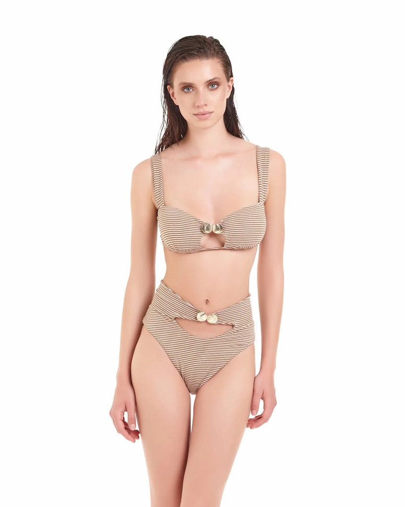 Bikini Bralette Cotazur con Dettaglio Conchiglia in Metallo Bronzo BKCA0044