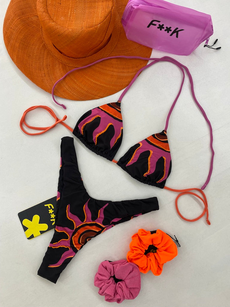 Bikini Donna F**K Triangolo con Slip Americano Fisso Fantasia 0820-X03