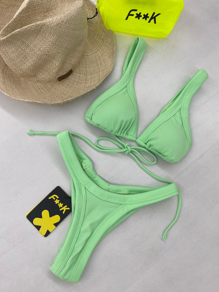 Bikini F**K Triangolo Alto con Americano Fisso Verde Acqua 0140AQ