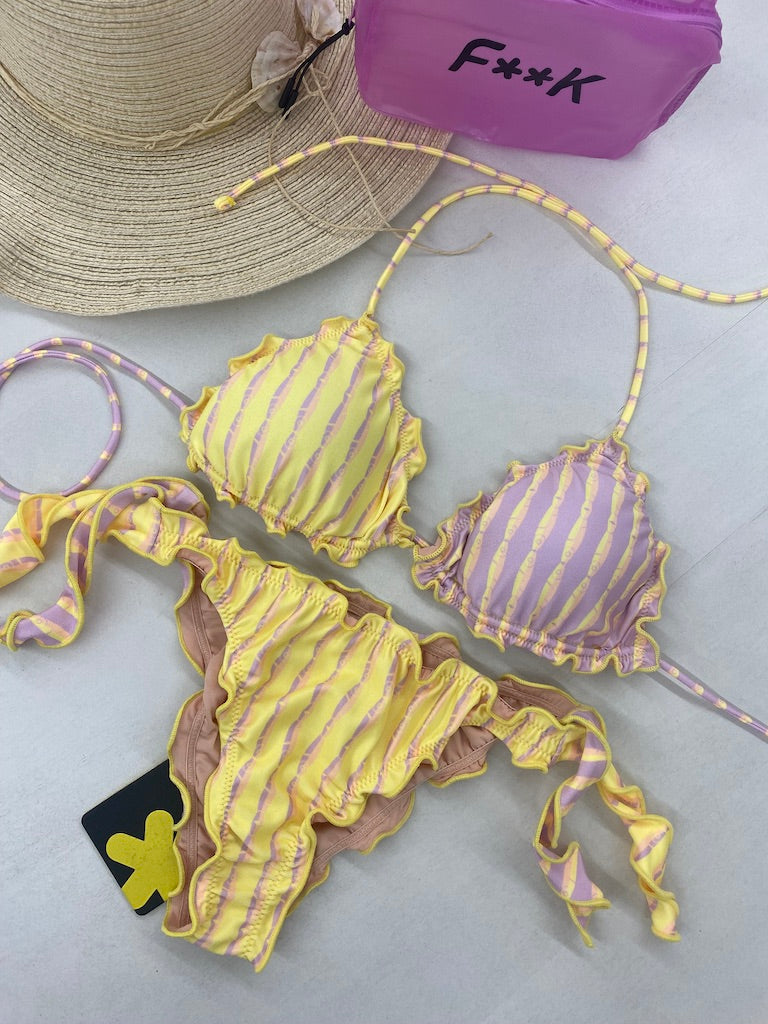 Bikini Donna F**K Triangolo con Slip Regolabile Fantasia 2202X37