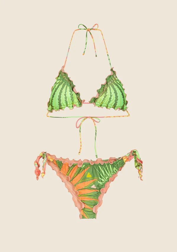 Bikini Donna F**K Triangolo con Slip Regolabile Fantasia 2208X14