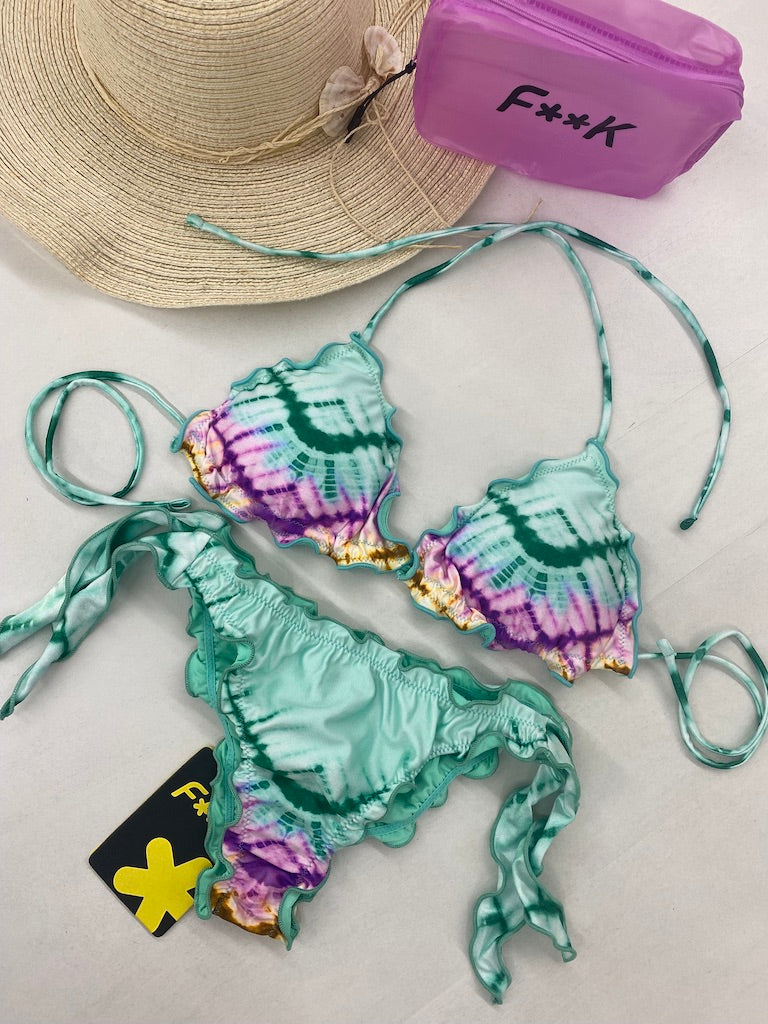 Bikini Donna F**K Triangolo con Slip Regolabile Fantasia 2214X10