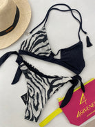  Bikini Donna 4Giveness Triangolo e Slip Laccetti in Lurex Zebra 5127
