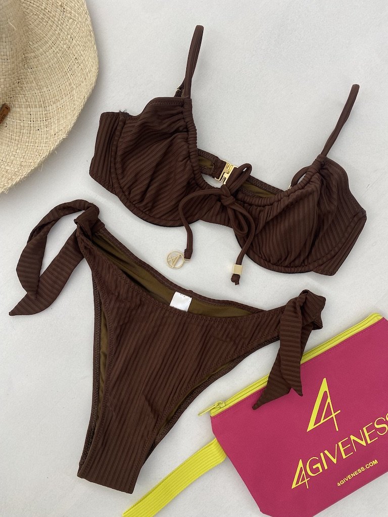 Bikini Donna 4Giveness Balconcino e slip fiocchi Marrone 5235