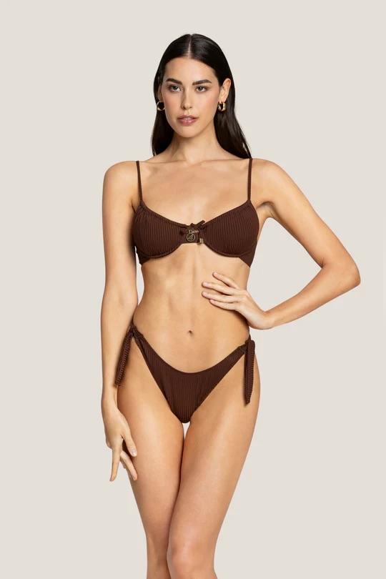 Bikini Donna 4Giveness Balconcino e slip fiocchi Marrone 5235