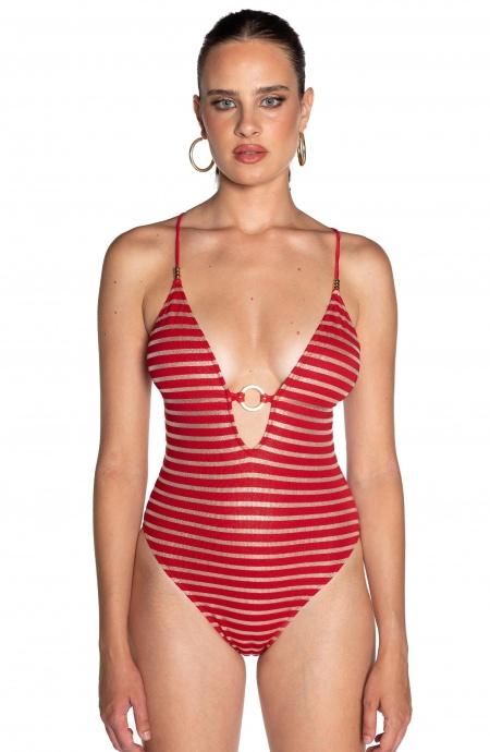 Costume da Bagno Intero Donna Pin Up Stars Marina Gold Rosso PF026I