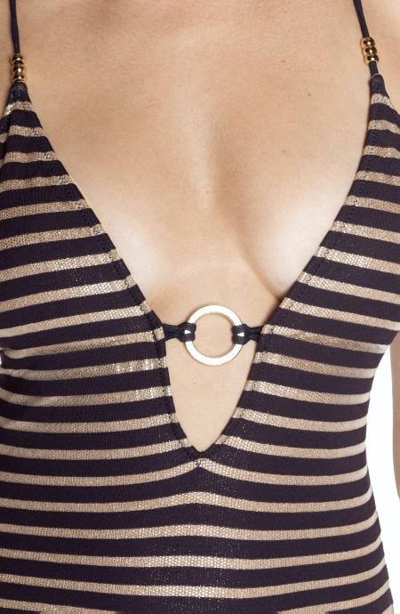 Costume da Bagno Intero Donna Pin Up Stars Marina Gold Nero PF026I