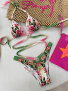 Bikini Donna Pin Up Stars Triangolo con Lacci Rimovibili Fiore del Deserto 