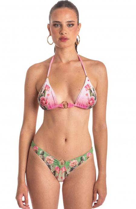 Bikini Donna Pin Up Stars Triangolo con Lacci Rimovibili Fiore del Deserto 