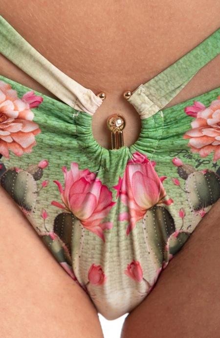 Bikini Donna Pin Up Stars Triangolo con Lacci Rimovibili Fiore del Deserto 