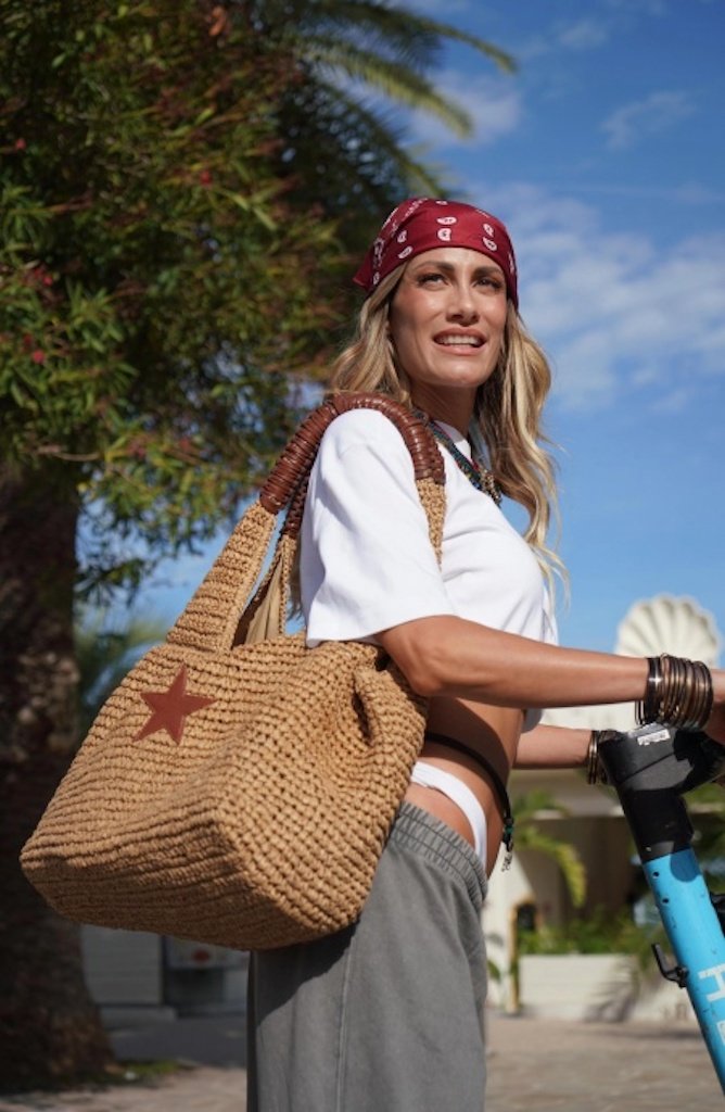 Borsa Cesto Paglia Pin Up Stars