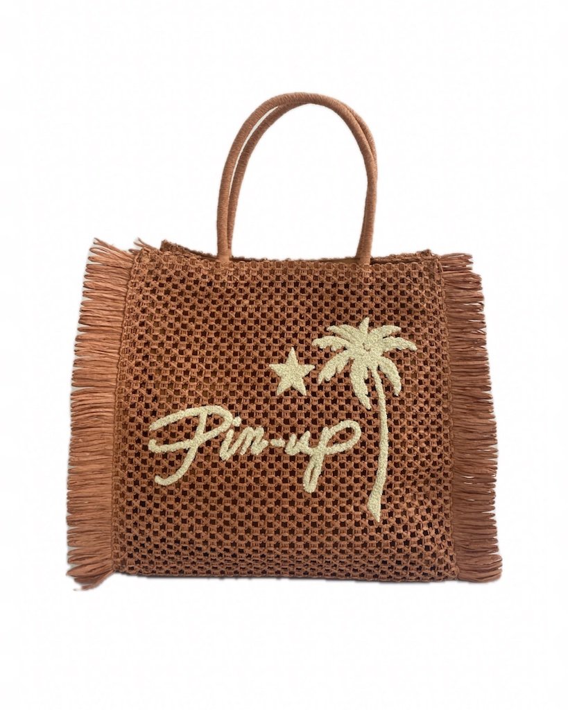 Borsa Shopper Rafia Ecologica Bronzo Pin Up Stars 