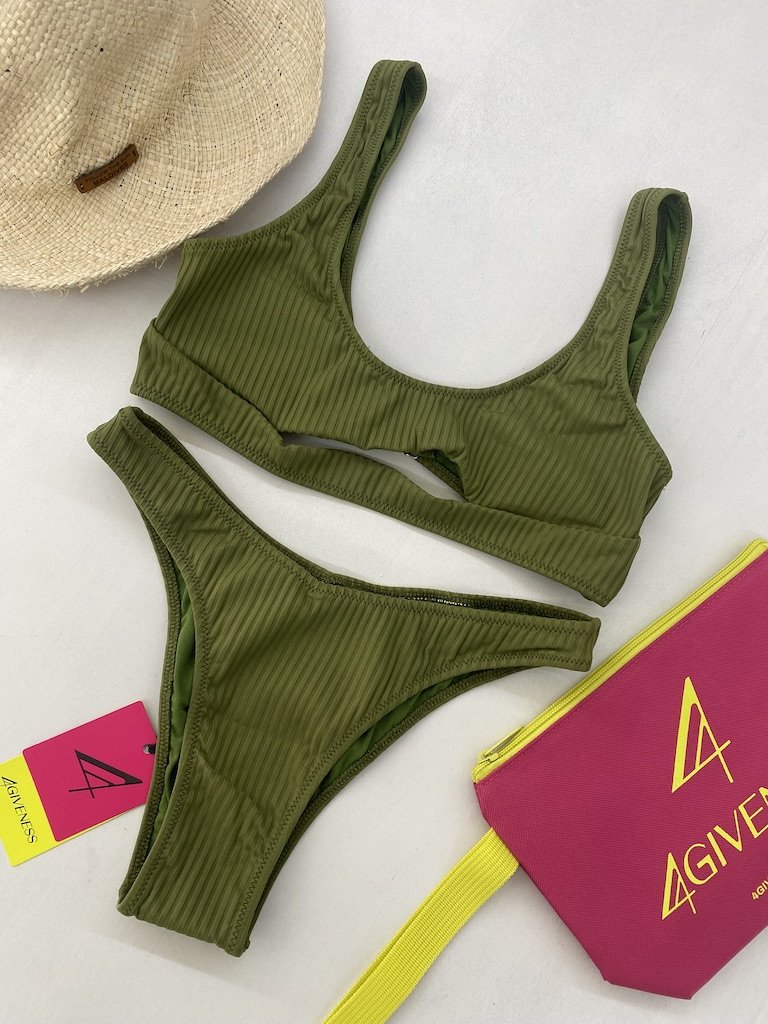 Bikini Donna 4Giveness Top Ribs e slip Verde Militare 5239