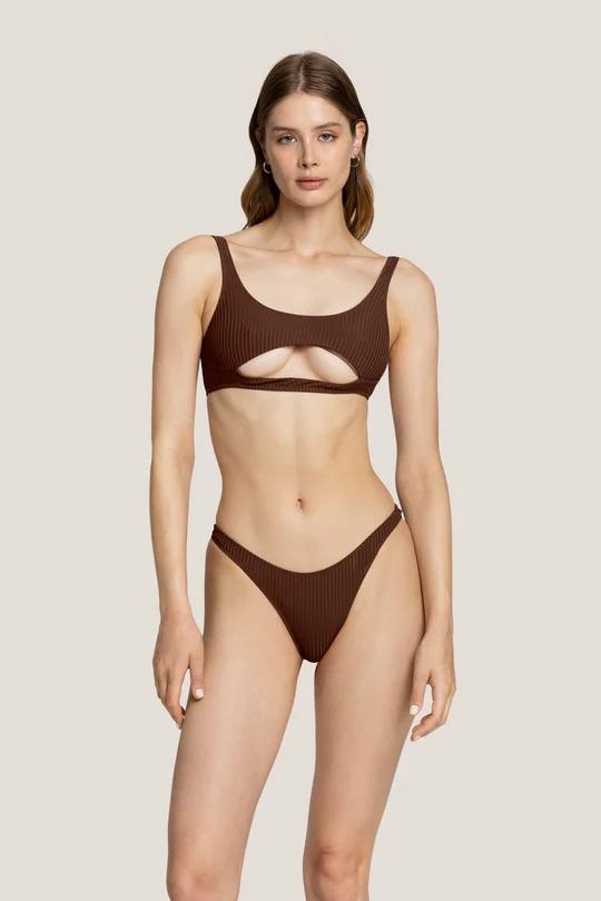Bikini Donna 4Giveness Top Ribs e slip Marrone 5239