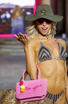 Borsa Piccola Pin Up Stars in Rafia Ecologica Rosa