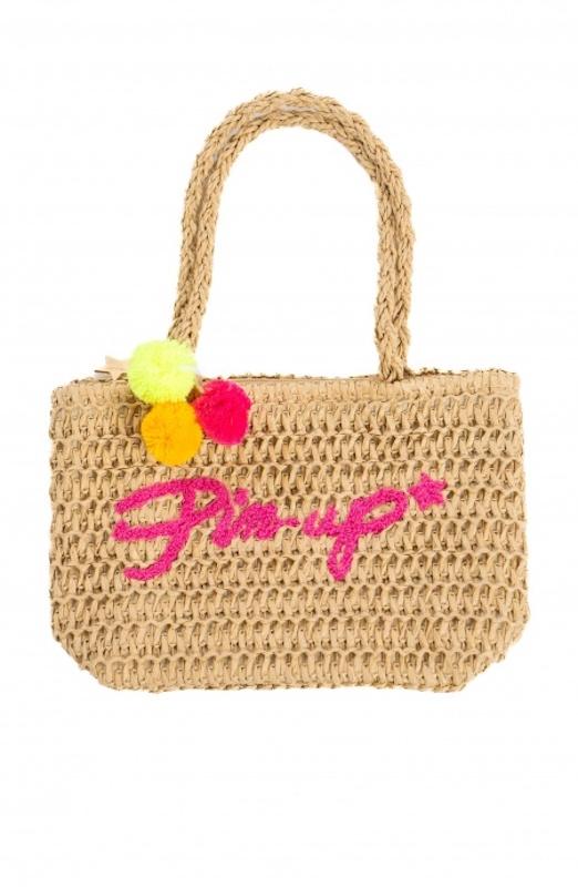 Borsa Piccola Pin Up Stars in Rafia Ecologica Beige