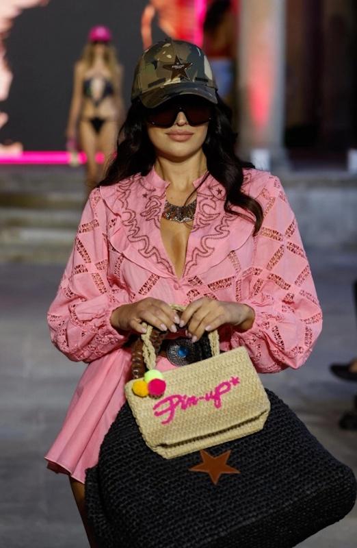 Borsa Piccola Pin Up Stars in Rafia Ecologica Beige