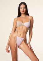 Bikini Donna F**K Reggiseno con Ferretto e Slip Brasiliano Regolabile Gold 0932-GD