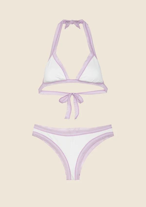 Bikini Donna F**K Triangolo con Slip Americano Fisso Bianco 0111WH