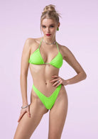 Bikini Donna F**K Triangolo con Slip Americano Fisso Verde Fluo SWC010-FG