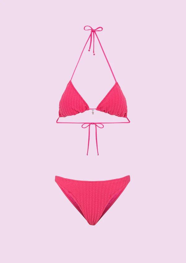 Bikini Donna F**K Triangolo con Slip Americano Fisso Fucsia SWC010-FX