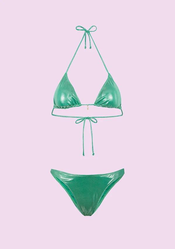 Bikini Donna F**K Triangolo con Slip Americano Fisso Verde SWC040-GN