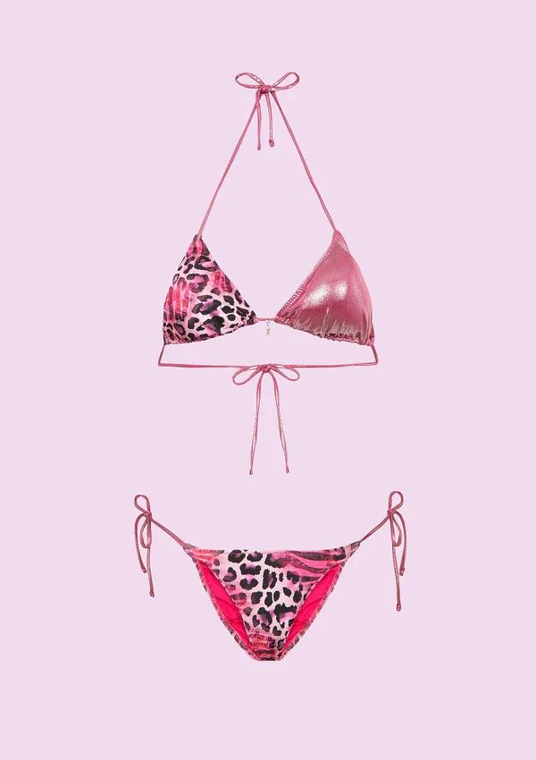 Bikini Donna F**K Triangolo con Slip Regolabile Fantasia SWC060-X11