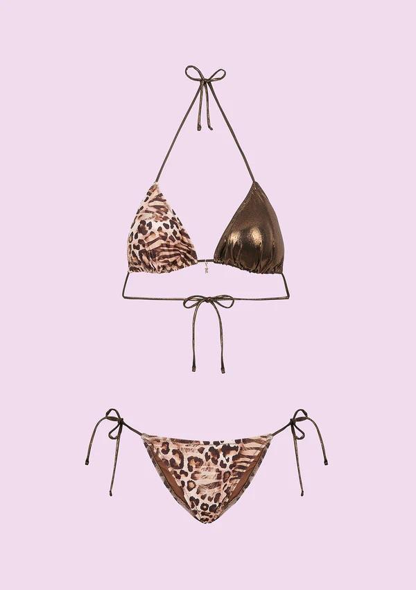 Bikini Donna F**K Triangolo con Slip Regolabile Fantasia SWC060-X13