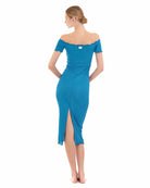 Abito Midi Cotazur con Scollo Bardot Turchese