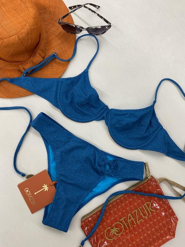 Bikini Balconcino Cotazur in Lurex Rigato Turchese BKCA0023