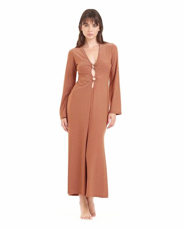 Abito Lungo Cotazur in Viscosa Lurex Ruggine