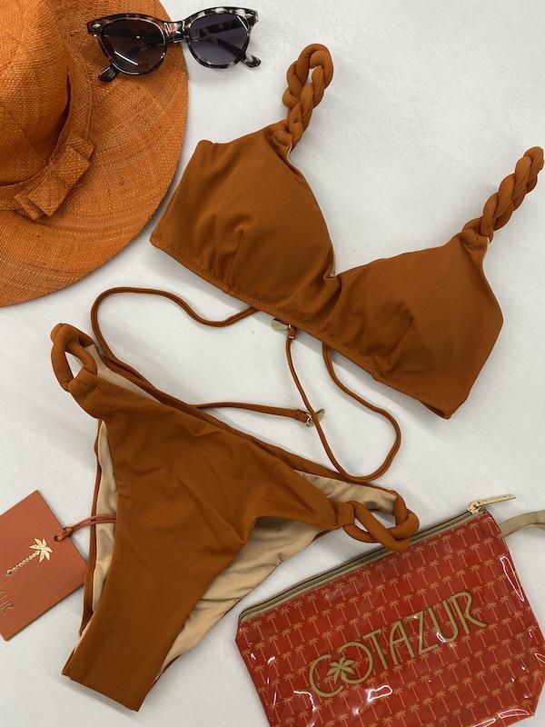 Bikini Donna Cotazur Bralette con Dettaglio Torchon Tabacco