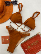 Bikini Donna Cotazur Triangolo con Dettaglio Torchon Tabacco